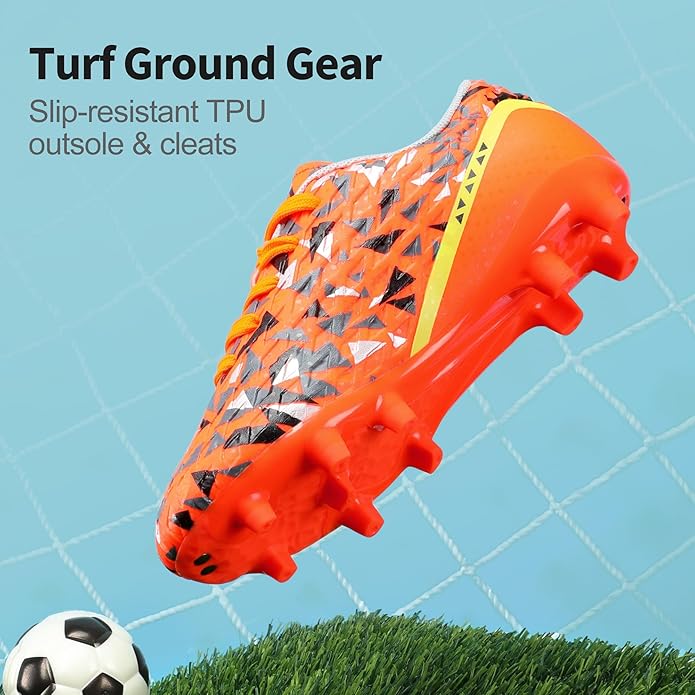 DREAM PAIRS Boys Girls Soccer Cleats Youth Firm Groud Athletic Outdoor Trainning Football Shoes for Little/Big Kid