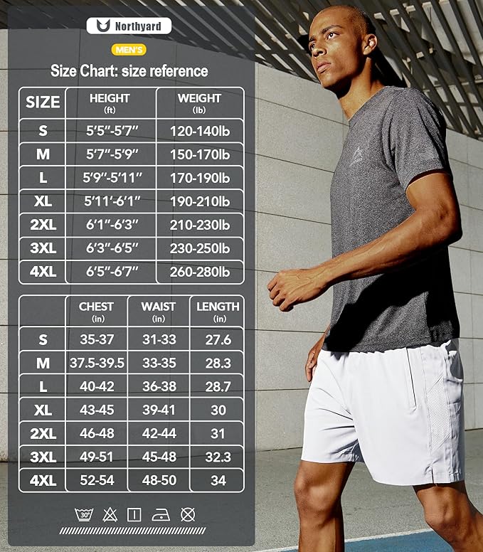 NORTHYARD Men's UPF 50+ Sun Protection Shirts Swim SPF UV Quick Dry Short Sleeve T-Shirts for Athletic Fishing Rash Guard