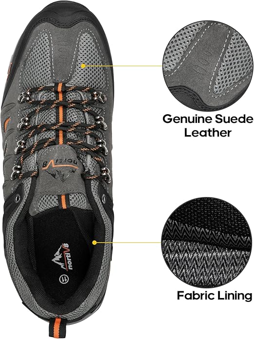 NORTIV 8 Men's Waterproof Hiking Shoes Leather Low-Top Hiking Shoes for Outdoor Trailing Trekking Camping Walking Quest