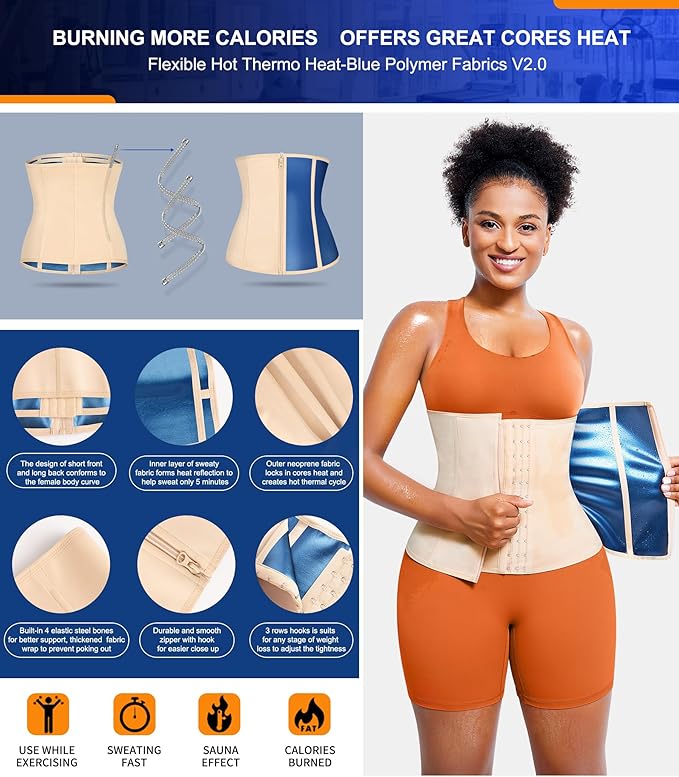TrainingGirl Waist Trainer for Women Lower Belly Waist Trimmer Corset Tummy Wrap Workout Sweat Belt Band Sports Sauna Suit