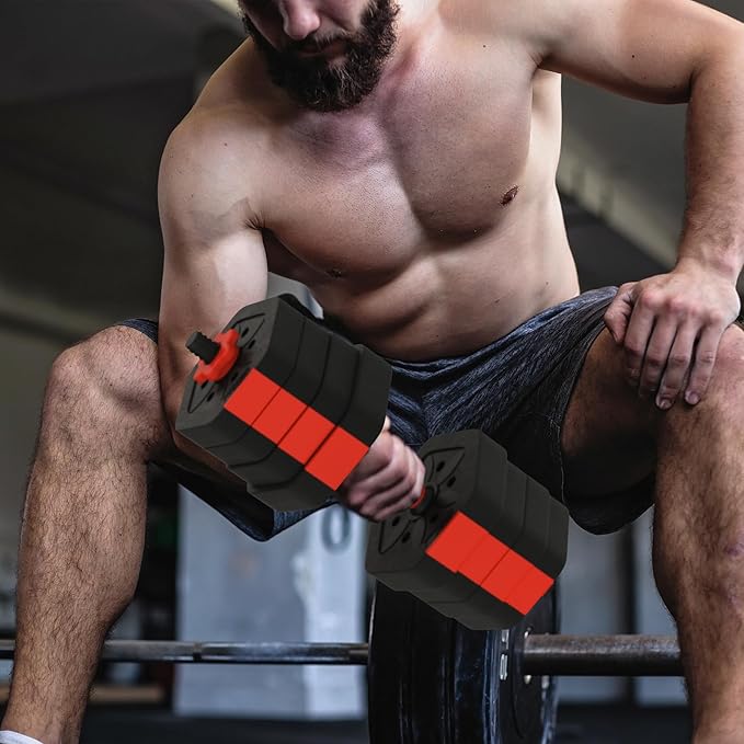 VIVITORY Dumbbell Sets Adjustable Weights, Free Weights with Connector, Non-Rolling Adjustable Dumbbell Set, Barbell for Home Gym, Hexagon, Cement Mixture