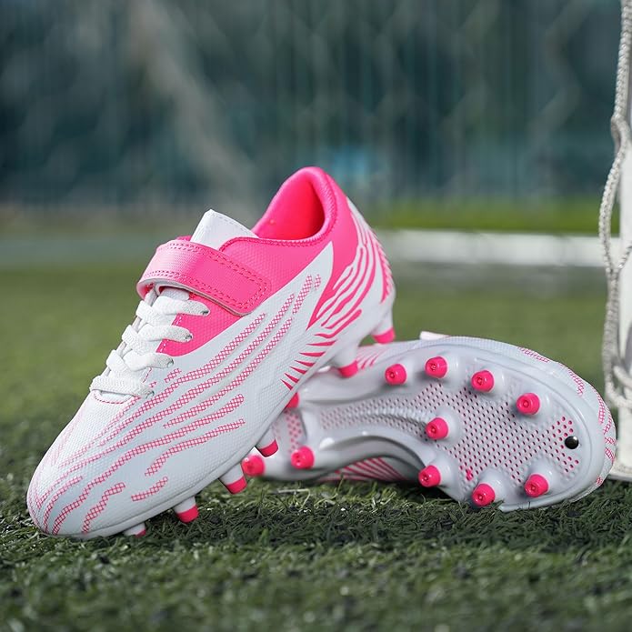brooman Kids Firm Ground Soccer Cleats Boys Girls Athletic Football Shoes