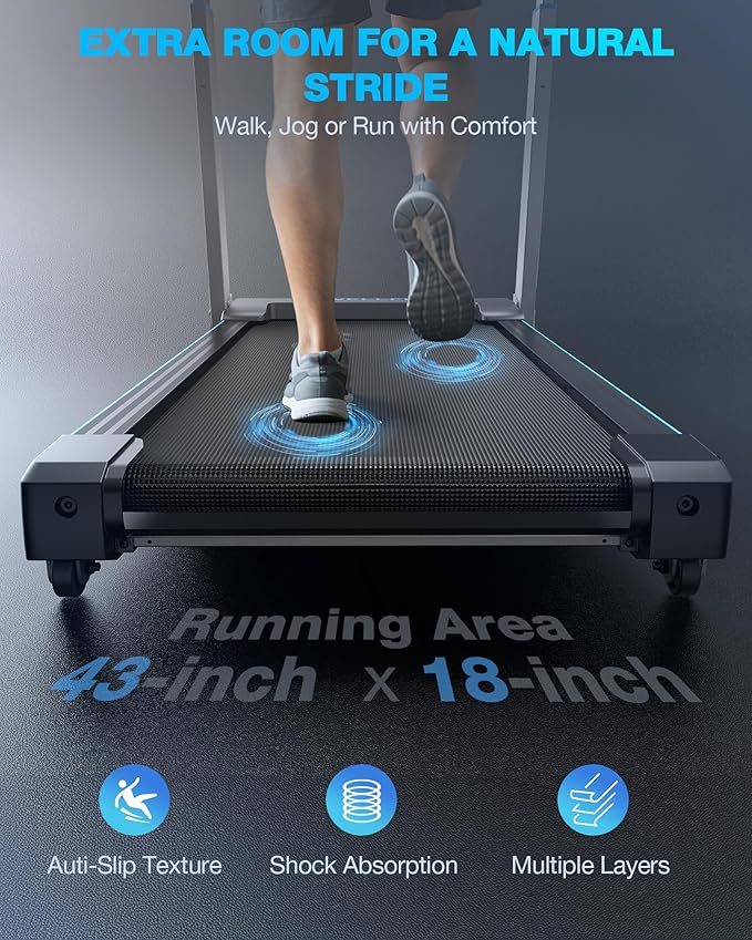 WELLFIT Auto Incline Folding Treadmill - 10% Incline Desk Walking Pad Treadmill with Handlebar, 400 lbs Heavy-Duty Capacity, Space-Saving Quiet Under-Desk Design for Home Office, Seniors & Fitness