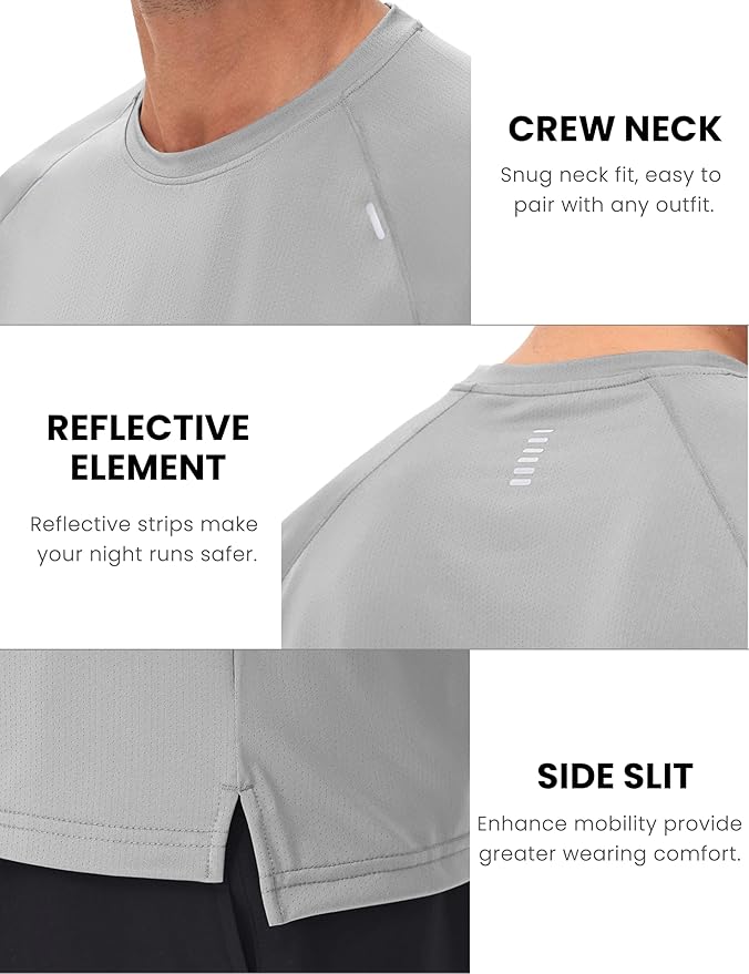 MAGCOMSEN Men's Dry Fit Shirts Mesh Short Sleeve Athletic Lightweight Workout Performance Hiking Shirt