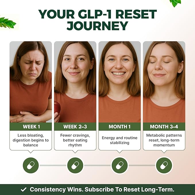 GLP-1 Supplement for Women & Men - Hunger & Metabolism Support with Berberine, InnoSlim, Actiponin - Natural GLP1 Booster to Support Appetite, Digestion & Gut Health - Vegan - 60 Capsules