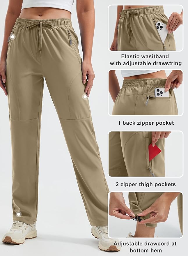 Libin Women's Hiking Pants Lightweight Quick Dry Cargo Pants Casual Safari Work Travel Clothes Petite/Regular/Tall