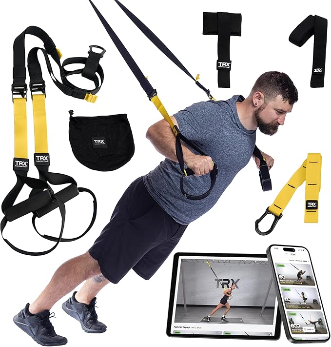 TRX All-in-ONE Suspension Training System: Full Body Workouts for Your Home Gym, Travel, and Outdoors | Includes Indoor & Outdoor Anchors, Workout Guide and Video Downloads