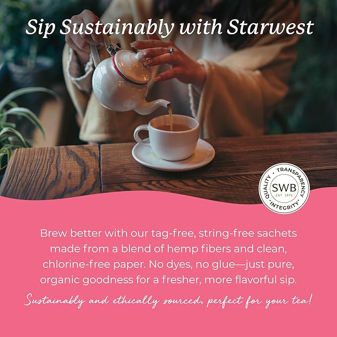 Starwest Botanicals Organic Peppermint Leaf Tea - Caffeine Free Herbal Tea, Supports Digestion, USDA Organic Peppermint Leaf, String Free Sachets, Non GMO - Bulk Pack, 100 Tea Bags