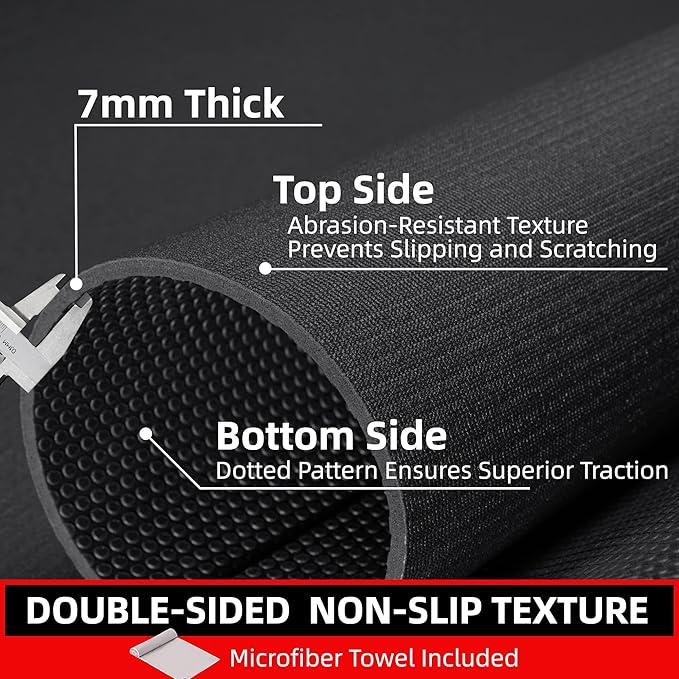 Large Exercise Mat for Home Workout,12‘x6’/10'x6'/9'x6'/8'x6'/7'x5'/6'x4' (7mm) Extra Thick Workout Mat, High-Density Gym Mat for Cardio, Jump Rope, MMA, Weights (Shoe-Friendly)