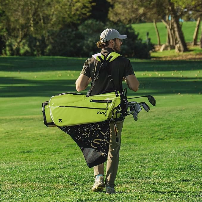 KVV Lightweight Golf Stand Bag with 7 Way Full-Length Dividers, 5 Zippered Pockets, Automatically Adjustable Dual Straps，Elegant Design