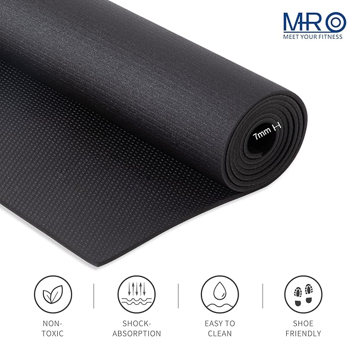 MRO Extra Large Exercise Mat 12'x7'/9'x7'/7'x7'/7'x5'(7mm), High-Density Workout Mats for Home Gym Flooring, Non-Slip, Extra Thick Durable Cardio Mat, Ideal for Plyo, MMA, Jump Rope - Shoe Friendly
