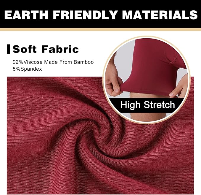 BAMBOO COOL Men's Ultra ComfortSoft Underwear, Moisture Wicking & Breathable No Ride Up Boxer Briefs with Fly, Multipack