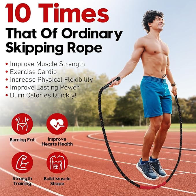 Weighted Jump Rope for Men and Women, 3lb 4lb 5lb Adult Heavy Skipping Rope, Jumprope for Fitness,Workout Equipment, Fitness Equipment for Home Gym Exercise,Improve Strength and Building Muscle