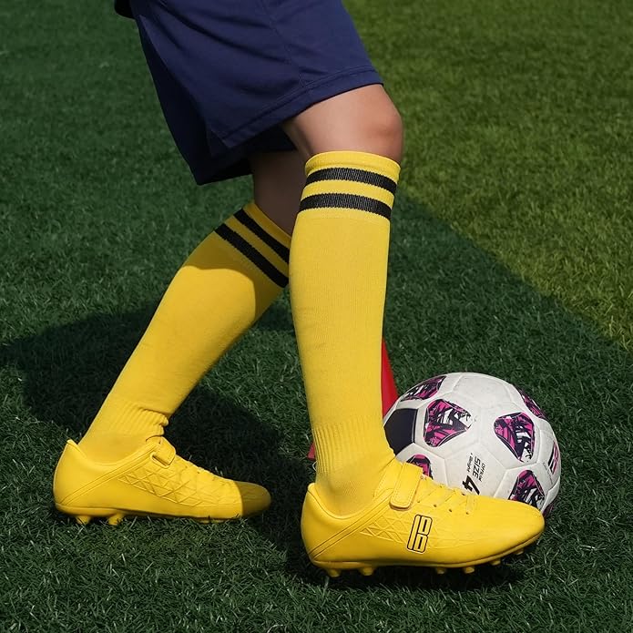 brooman Kids Firm Ground Soccer Cleats Boys Girls Football Cleats with Soccer Socks