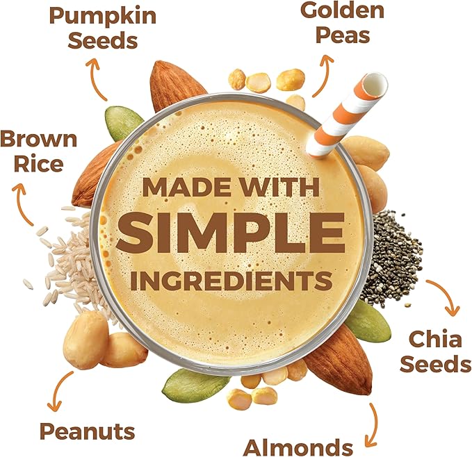 Orgain Organic Simple Vegan Protein Powder, Peanut Butter - 20g Plant Based Protein, With less Ingredients, No Artificial Sweeteners, Gluten Free, No Dairy or Lactose, 1.25 lb (Packaging May Vary)