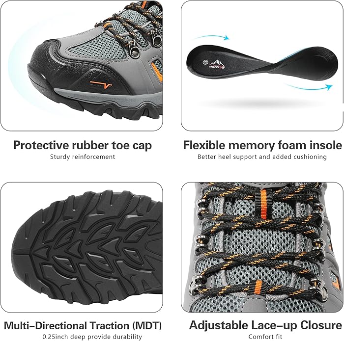 NORTIV 8 Men's Waterproof Hiking Shoes Leather Low-Top Hiking Shoes for Outdoor Trailing Trekking Camping Walking Quest