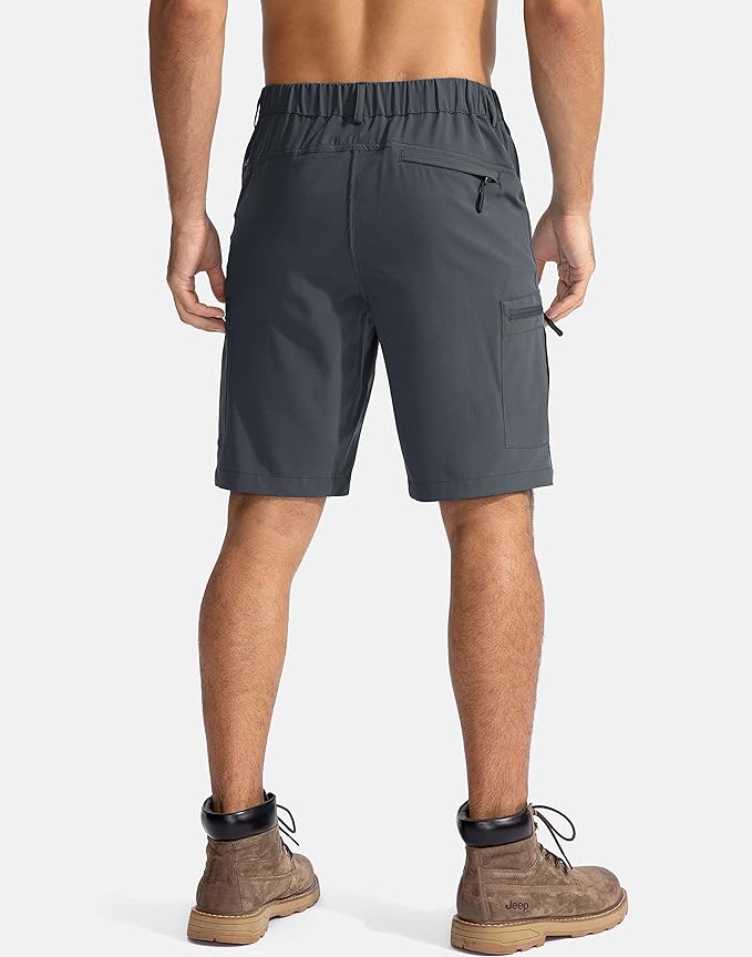 Pudolla Men's Hiking Cargo Shorts 9" Lightweight Outdoor Work Shorts for Men Travel Golf Camping Casual with 5 Zipper Pockets