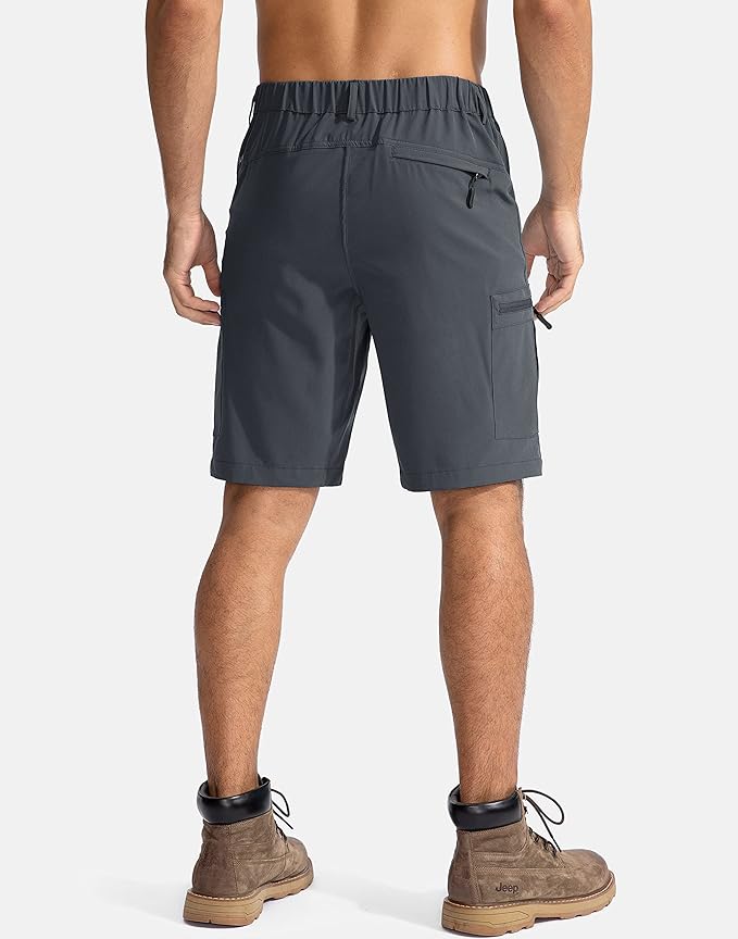 Pudolla Men's Hiking Cargo Shorts 9" Lightweight Outdoor Work Shorts for Men Travel Golf Camping Casual with 5 Zipper Pockets