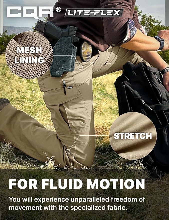CQR Women's Flex Stretch Tactical Pants, Water Resistant Ripstop Cargo Work Pants with Pockets for Outdoor & Hiking