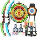 2 Pack Kids Bow and Arrow with 29" Large Dart Board, LED Light Up Archery Set with 24 Suction Cup Arrows, Indoor Outdoor Sport Toys Gifts for 3 4 5 6 7 8 9 10 11 12 Year Old Boys Girls
