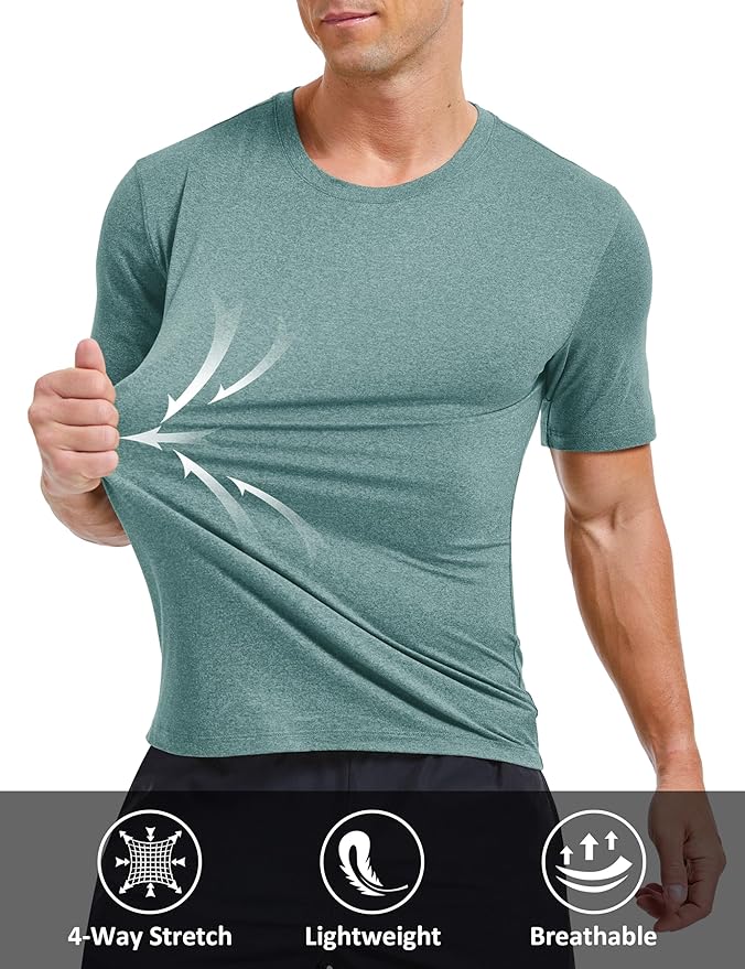 MAGCOMSEN Men's Dry Fit Workout Shirts Short Sleeve Tee Shirts Moisture Wicking Athletic Running Performence Tshirts