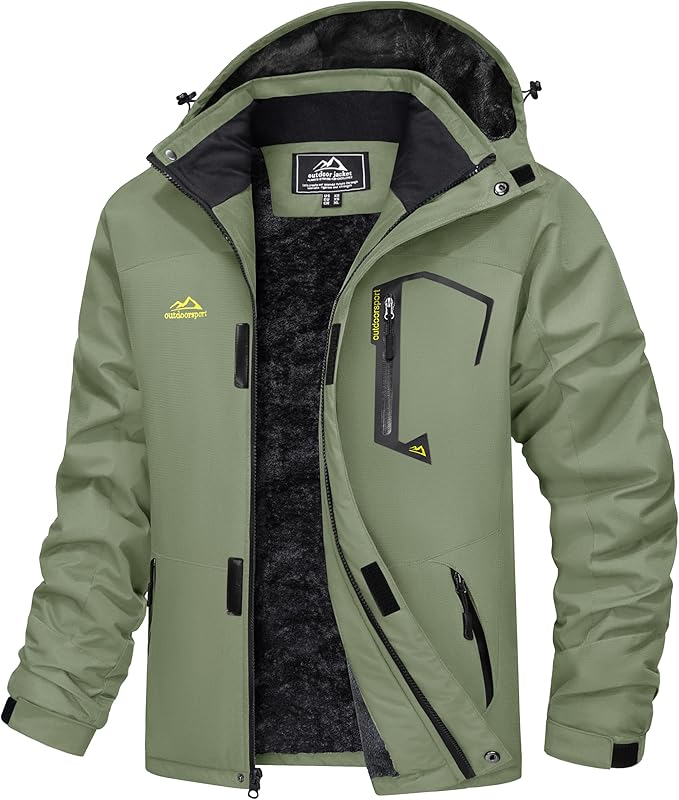 MAGCOMSEN Men's Winter Coats Water Resistant Ski Snow Jacket Warm Fleece Jacket Parka Raincoats With Multi-Pockets