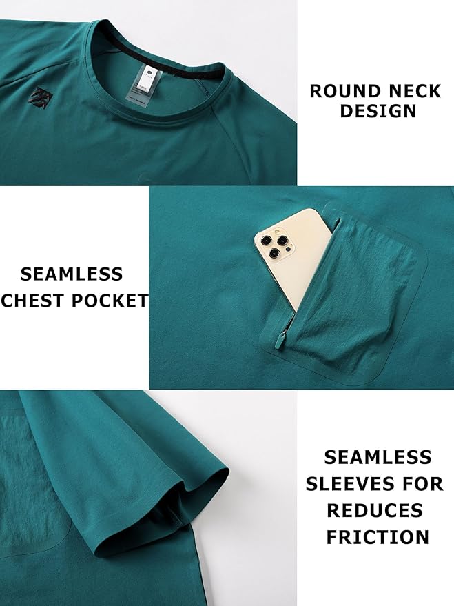 Moisture Wicking Quick Dry Soft Pickleball Workout Hiking Camping Running Shirts for Men Outdoor Sports