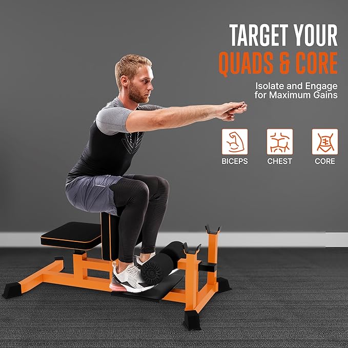 SQUATZ Sissy Squat Machine and Preacher Curl Crunch Rack - Foldable Squatting Bench for Home Gym Workout Station and Leg Exercise - Train Abs, Thighs, and Glutes, Multifunctional Fitness Equipment