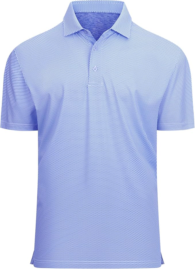 Alex Vando Mens Golf Shirt Moisture Wicking Classic Print Golf Shirts for Men