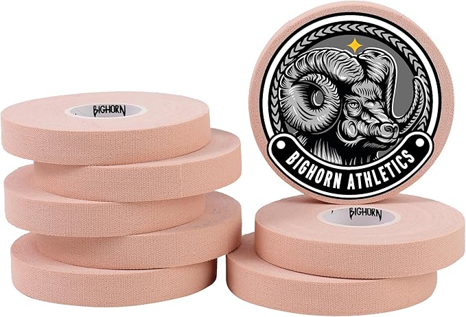 Bighorn Athletics Jiu Jitsu Finger Tape, Rock Climbing Tape | Multipurpose for Sports & Injuries: MMA, Volleyball, Football, Basketball, Tennis, Golf, Hands & Toes, 0.5-Inch x 45-feet, 8-Rolls, Nude