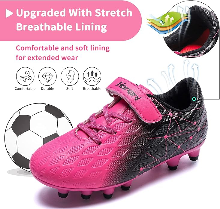 Hanani Boys Soccer Cleats Kids Girls FG/AG Soccer Athletics Sport Shoes Training Shoes Running Shoes Teenager Indoor Outdoor Football Shoes Sneakers for Unisex