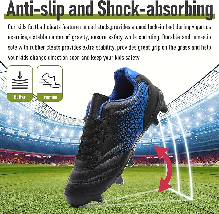LIZRHA Soccer Shoes for Boys Girls Soccer Cleats Boys Girls Kids Athletic Outdoor Football Shoes Youth Football Cleats Outdoor & Indoor Soccer Shoes Lightweight, Running & Training for Students
