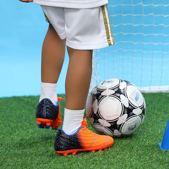 Tobfis Kids Athletic Outdoor Firm Ground Soccer Cleats Shoes(Toddler/Little Kid/Big Kid)