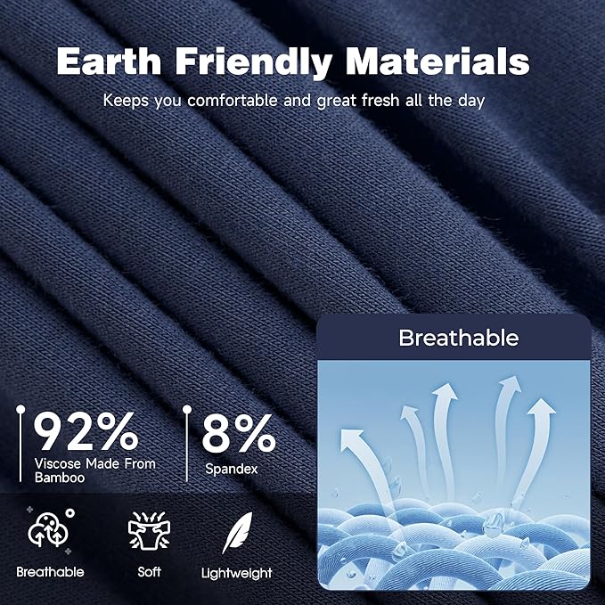 BAMBOO COOL Men's Ultra ComfortSoft Underwear, Moisture Wicking & Breathable No Ride Up Boxer Briefs with Fly, Multipack