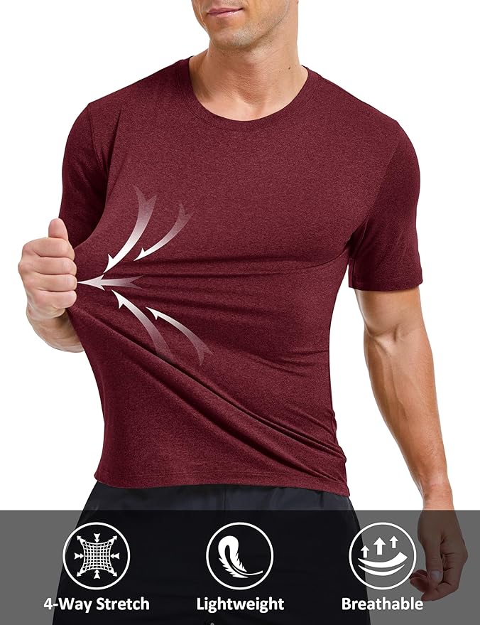 MAGCOMSEN Men's Dry Fit Workout Shirts Short Sleeve Tee Shirts Moisture Wicking Athletic Running Performence Tshirts