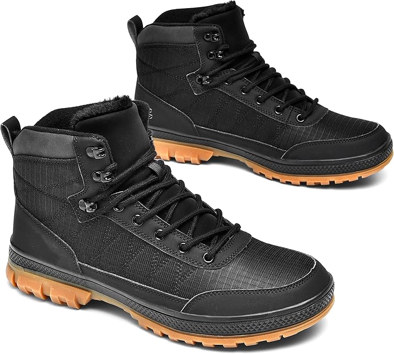 Wondamo Men's Snow Boots Lightweight Waterproof Winter Boots Fur Lined Anti-slip Cold Weather Shoes