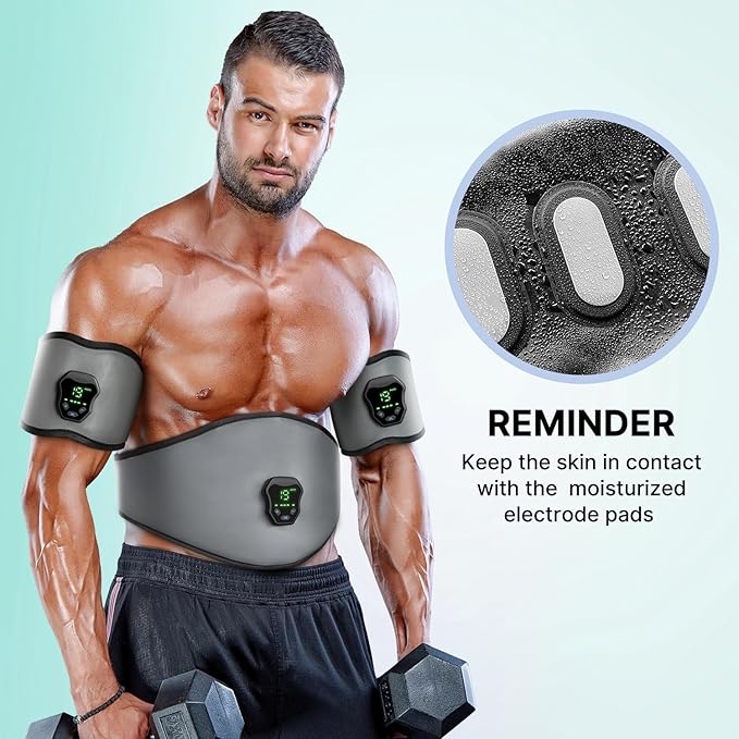 NEWPINE Fitness Belt, Powered Muscle Stimulator for Home Use, for Muscle Conditioning Grey