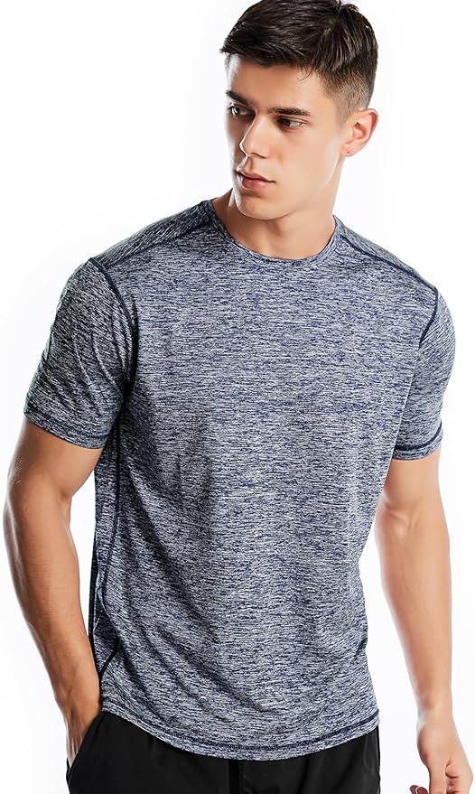 Zengjo Athletic Shirts for Men Short Sleeve Quick Dry Workout Running Gym Sport Exercise Tee Moisture Wicking