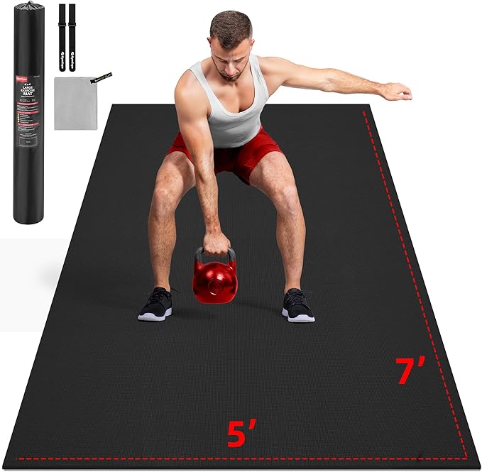 Extra Large Exercise Mat, 10'x6'/9'x6'/8'x6'/7'x5'/6'x4' (8mm/10mm) Thick Workout Mat for Home Gym Flooring, Garage, Shoe-Friendly, High-Density, MMA, HIIT, Weight Lifting, Cardio&Strength