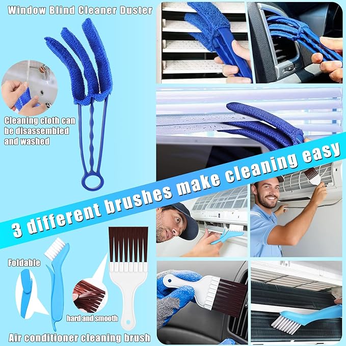 6 Pcs Air Conditioner Fin Comb Cleaner Set, Ac Fin Comb Straightener Tool, Radiator Comb for a/c Unit,Ac Coil Cleaner Brush for HVAC Condenser Evaporator Repair Clean Tool