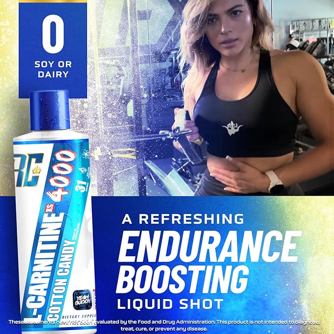 Ronnie Coleman Signature Series L Carnitine XS 4000 Liquid, Stimulant Free, Sugar Free, Zero Carbs, Lean Muscle Strength Support for Men & Women, 16 Oz (16 oz, Cotton Candy (4000))