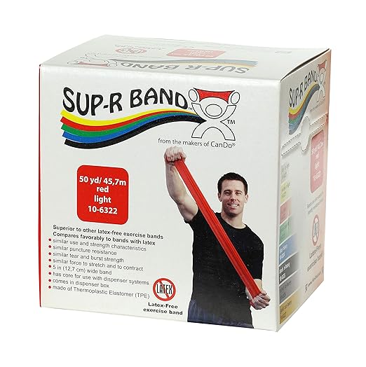 CanDo 10-6322 Sup-R Latex Free Exercise Band, 50yds Length, Red Light