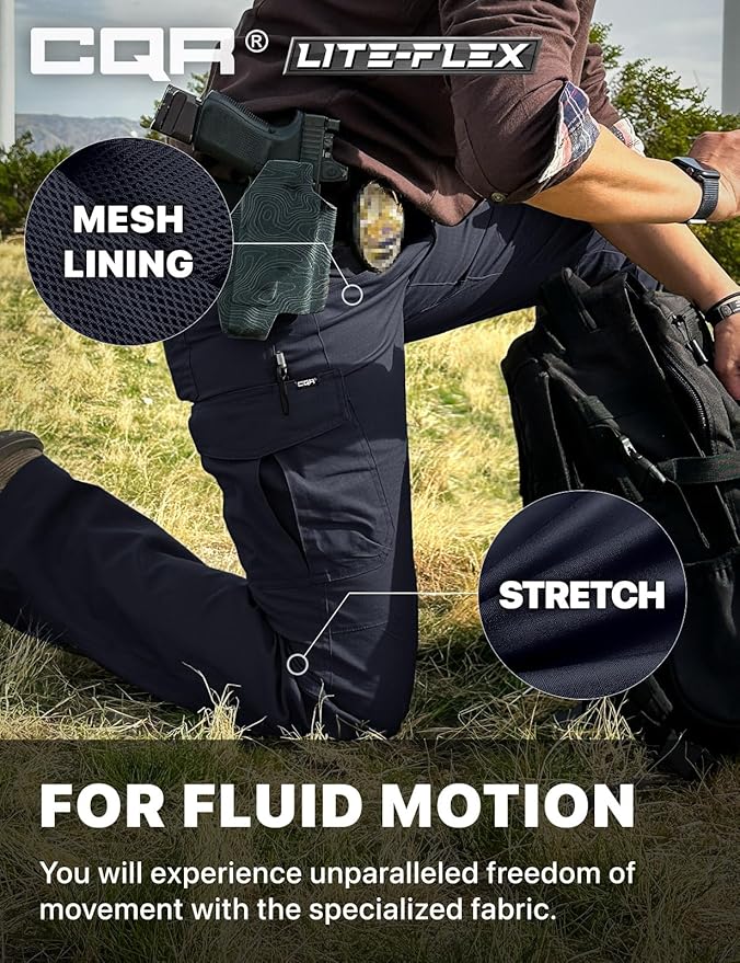 CQR Women's Flex Stretch Tactical Pants, Water Resistant Ripstop Cargo Work Pants with Pockets for Outdoor & Hiking