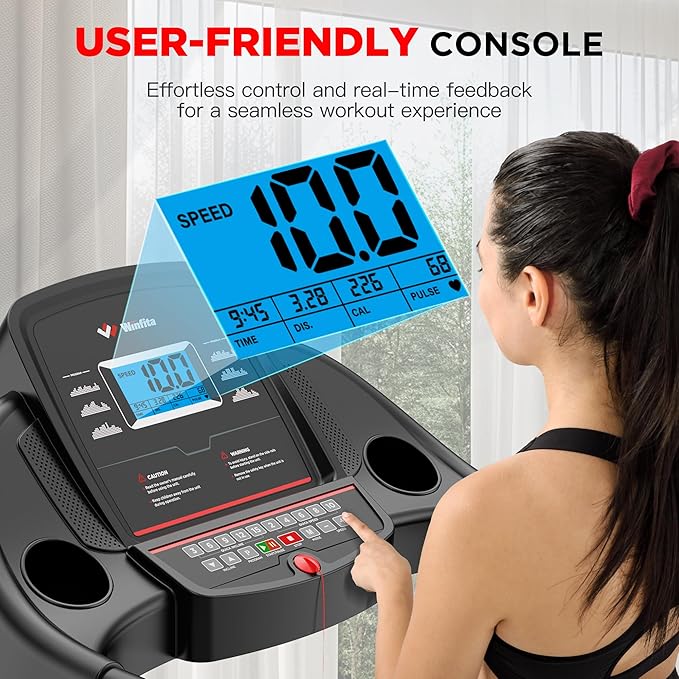 Treadmill with 15% Auto Incline, 300 LBS Capacity and 10 MPH Max Speed, 4.0HP Folding Treadmills for Home Features 18'' x 50'' Belt, Bluetooth, APP, 64 Preset Programs and 3 Countdown Modes