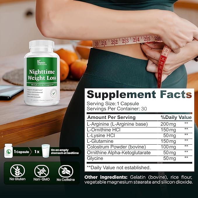 DR VITAMIN SOLUTIONS Nighttime Fat Burner Supplements - Appetite Suppressants for Weight Loss - Night-Time Fat Burner for Women and Men Supporting Sleep & Relaxation - Weight Loss Pills - 30