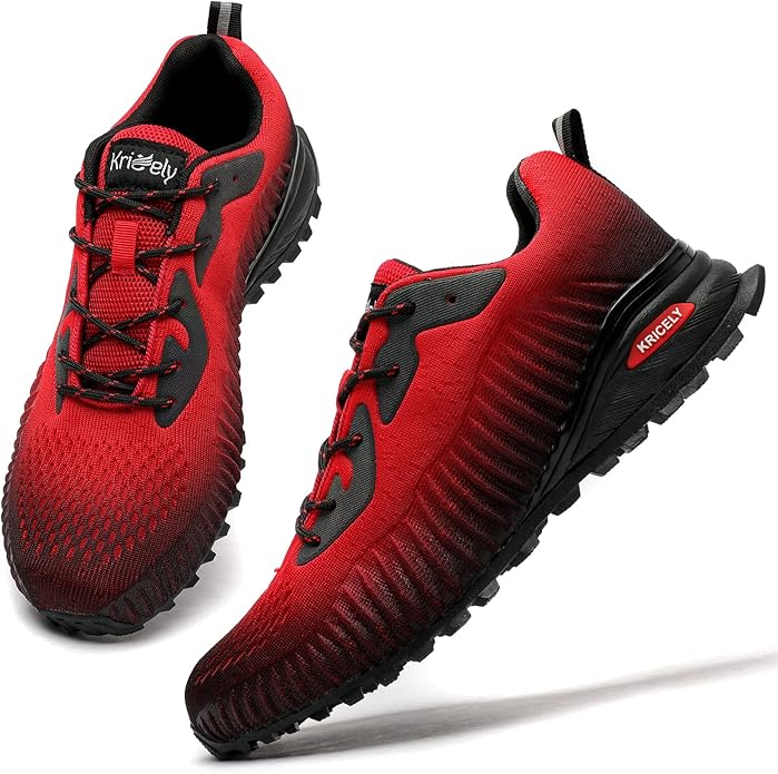 Kricely Men's Trail Running Shoes Fashion Walking Hiking Sneakers for Men Tennis Cross Training Shoe Outdoor Snearker Mens Casual Workout Footwear