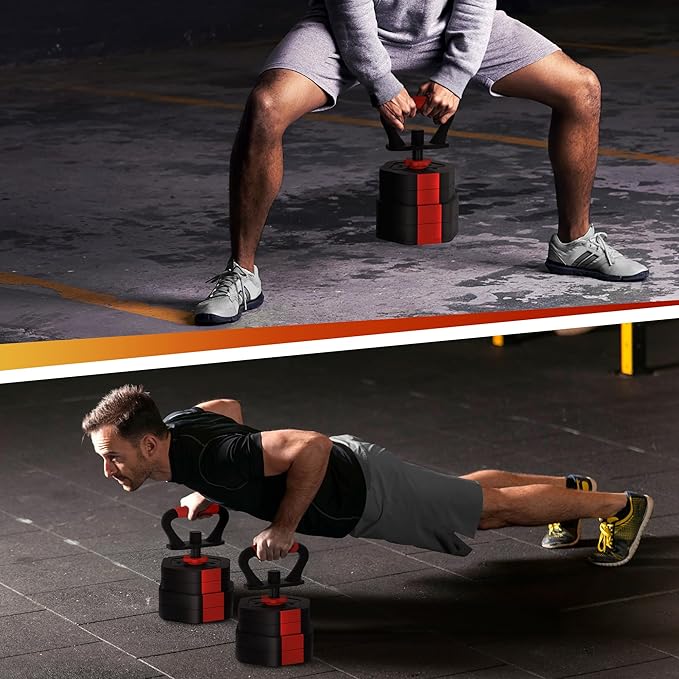 VIVITORY Dumbbell Sets Adjustable Weights, Free Weights with Connector, Non-Rolling Adjustable Dumbbell Set, Barbell for Home Gym, Hexagon, Cement Mixture