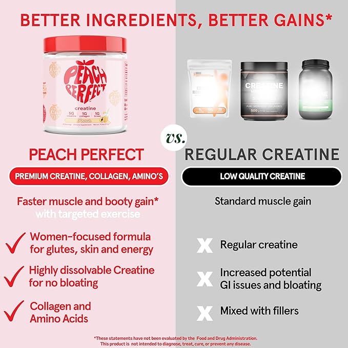 Creatine Monohydrate Powder, Glute Builder Creatine for Women with Collagen, BCAAs, 5g Vegan Micronized Creatine per Serving, for Energy, Muscle Support, 30 SVG, Strawberry Acai