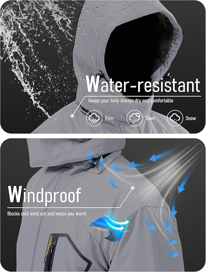 MAGCOMSEN Men's Winter Coats Water Resistant Ski Snow Jacket Warm Fleece Jacket Parka Raincoats With Multi-Pockets