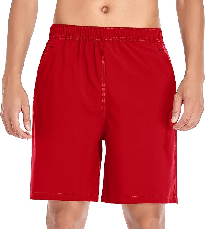 Men's Gym Shorts Sports Quick Dry Workout Running or Casual Training Short with Zipper Pockets